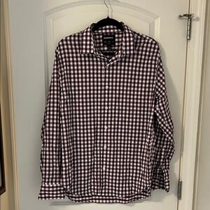 Bonobos Maroon and White Checkered Men's Shirt